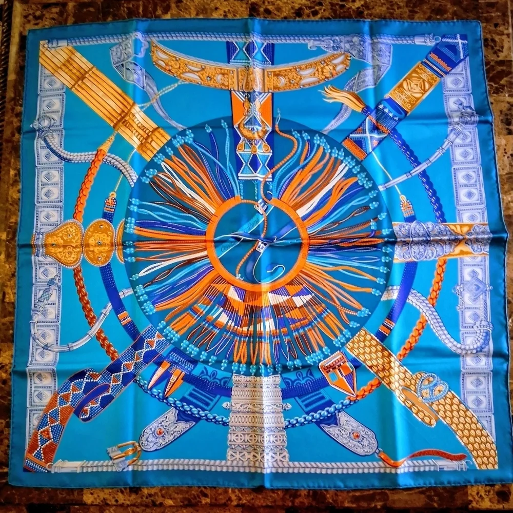 Hermes Blue and Orange Scarf - Picture 7 of 9